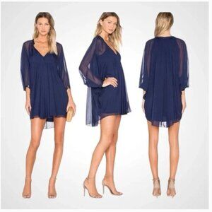 Diane Von Furstenberg Navy Silk Fleurette Caftan Dress - Size 4